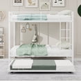thumbnail image 1 of Leumius Triple Bunk Bed Full over Full with Trundle, Convertible Metal Bunk Bed Frame with Ladder & Safety Guardrail, Space-Saving for Teens and Adults,White, 1 of 8