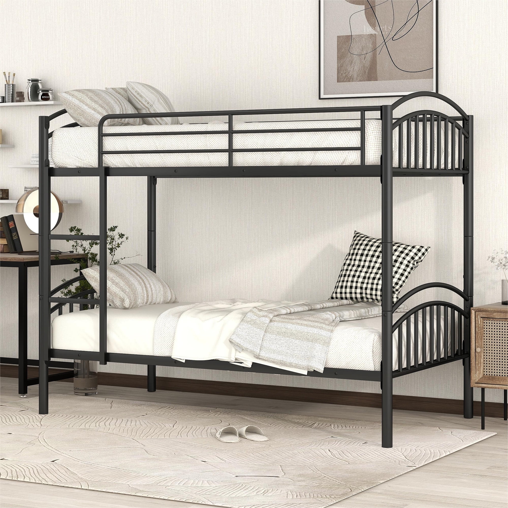 Leumius Twin Over Twin Metal Bunk Bed for Boys Girls Teens,Heavy Duty ...