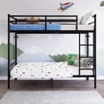 thumbnail image 1 of Leumius Twin Over Twin Metal Bunk Bed,Heavy Duty Bed Frame with Ladder and Guardrail for Bedroom, Dorm, Easy Assembly,Space-Saving,Black, 1 of 9