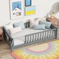 thumbnail image 1 of Leumius Twin Size Floor Bed with Built-in Book Rack and Door,Platform Bed for Boys Girls Grey, 1 of 9
