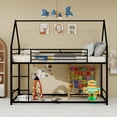 thumbnail image 1 of Leumius Twin Size Loft Bed,House Shape Metal Bed with Sturdy Frame, Space-Saving Design and Playhouse Style for Kids' Bedroom Black, 1 of 9
