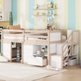 thumbnail image 1 of Leumius Twin Size Loft Bed with Storage Stairs and Storage Drawers,Solid Wood Bed Frame with Large Under-Bed Space,Cream White, 1 of 9