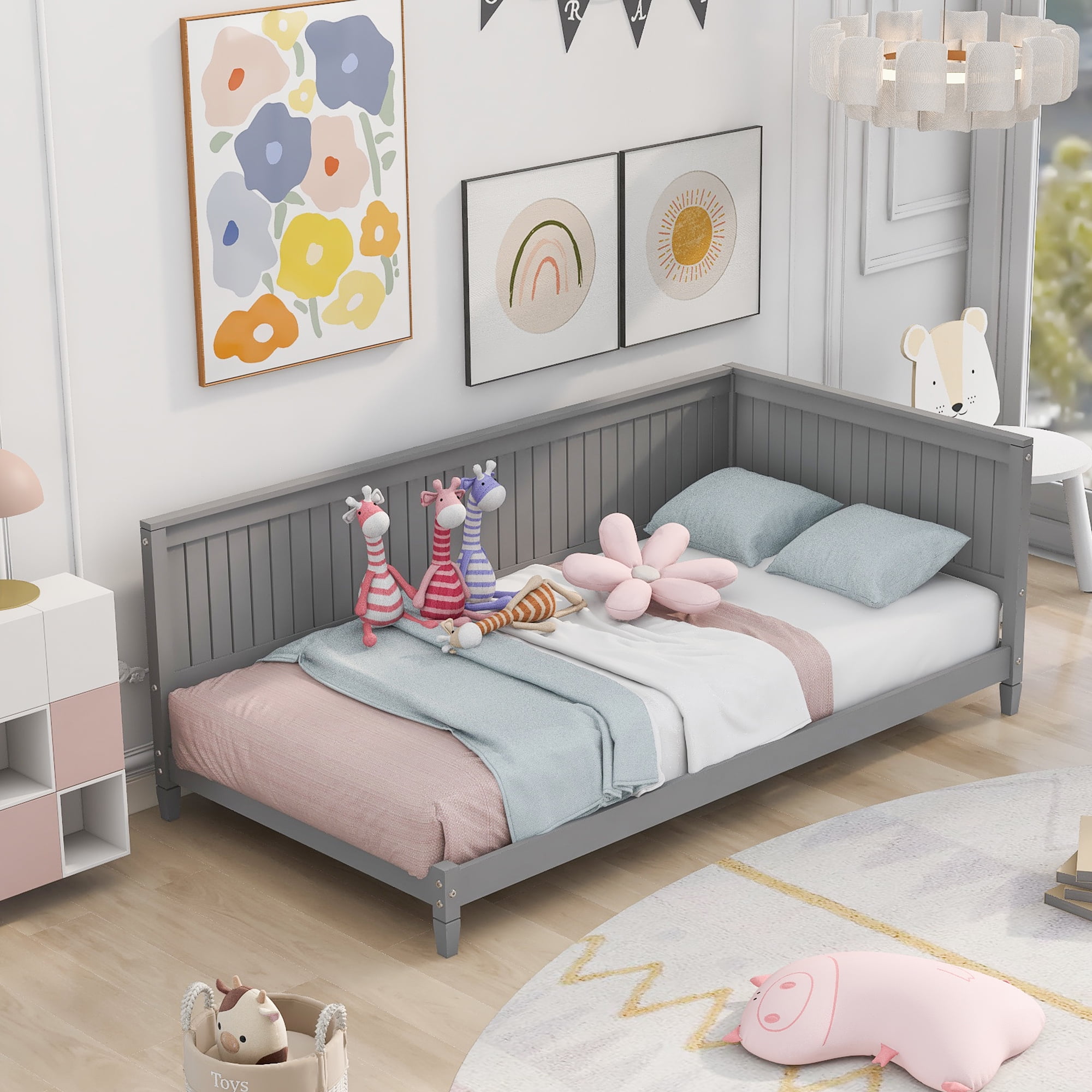 Leumius Minimalist Plywood Twin Size Daybed - Modern Design - Gray