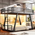 thumbnail image 1 of Leumius Twin XL over Twin XL Bunk Bed Frame with 2 Side Ladders, Metal Bunk Bed with Spdcial Support Leg Design and LED Light, Low Profile Bunk Bed for Teens Adults Black, 1 of 8