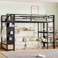 thumbnail image 1 of Leumius Twin XL size Loft Bed with Wardrobe,Metal Loft Bed Frame with Storage Shelves and Pegboard,, 1 of 13