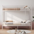 thumbnail image 1 of Leumius Twin over Twin Bunk Bed,Metal Bed Frame with Ladder and Guardrail,Noise Free,Easy Assemble,Able to Split 2 Bed,White, 1 of 9