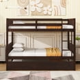 thumbnail image 1 of Leumius Twin over Twin Size Bunk Bed Frame with Trundle, Twin Size Bunk Bed with Ladder and Safety Guardrails for Boys Girls Espresso, 1 of 8