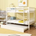 thumbnail image 1 of Leumius Twin over Twin Size Bunk Bed Frame with Trundle, Twin Size Bunk Bed with Ladder and Safety Guardrails for Boys Girls White, 1 of 8