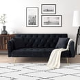 thumbnail image 1 of Leumius Velvet Futon Sofa Bed,Convertible Sleeper Couchwith Adjustable Backres & 2 Pillows for Small Spaces,Living Room,Black, 1 of 8