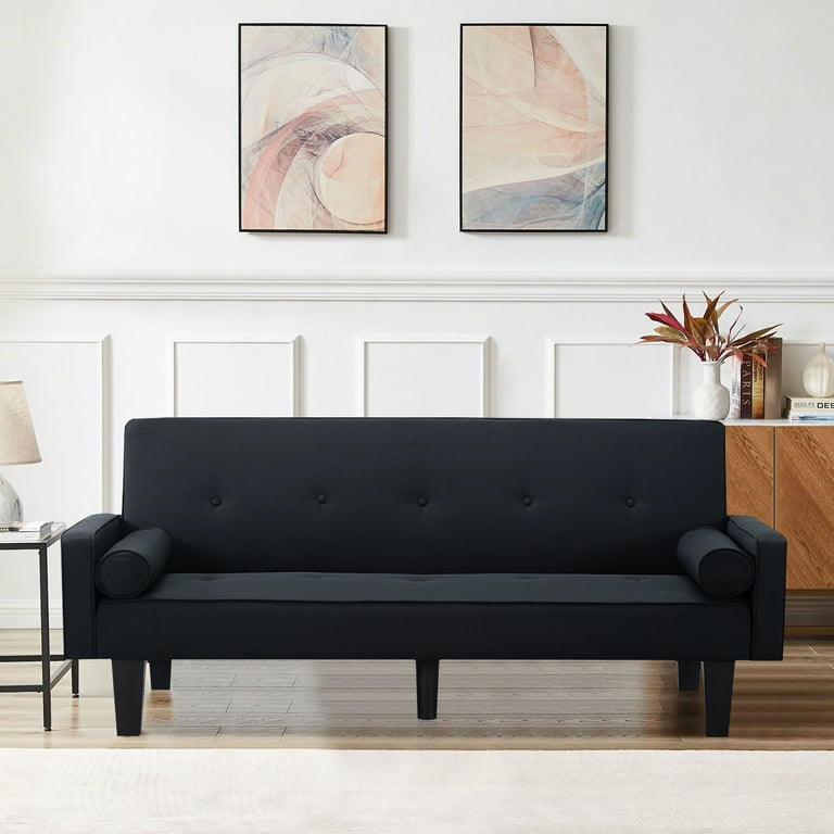Leumius Velvet Futon Sofa Bed Upholstered Convertible 2 Seaters