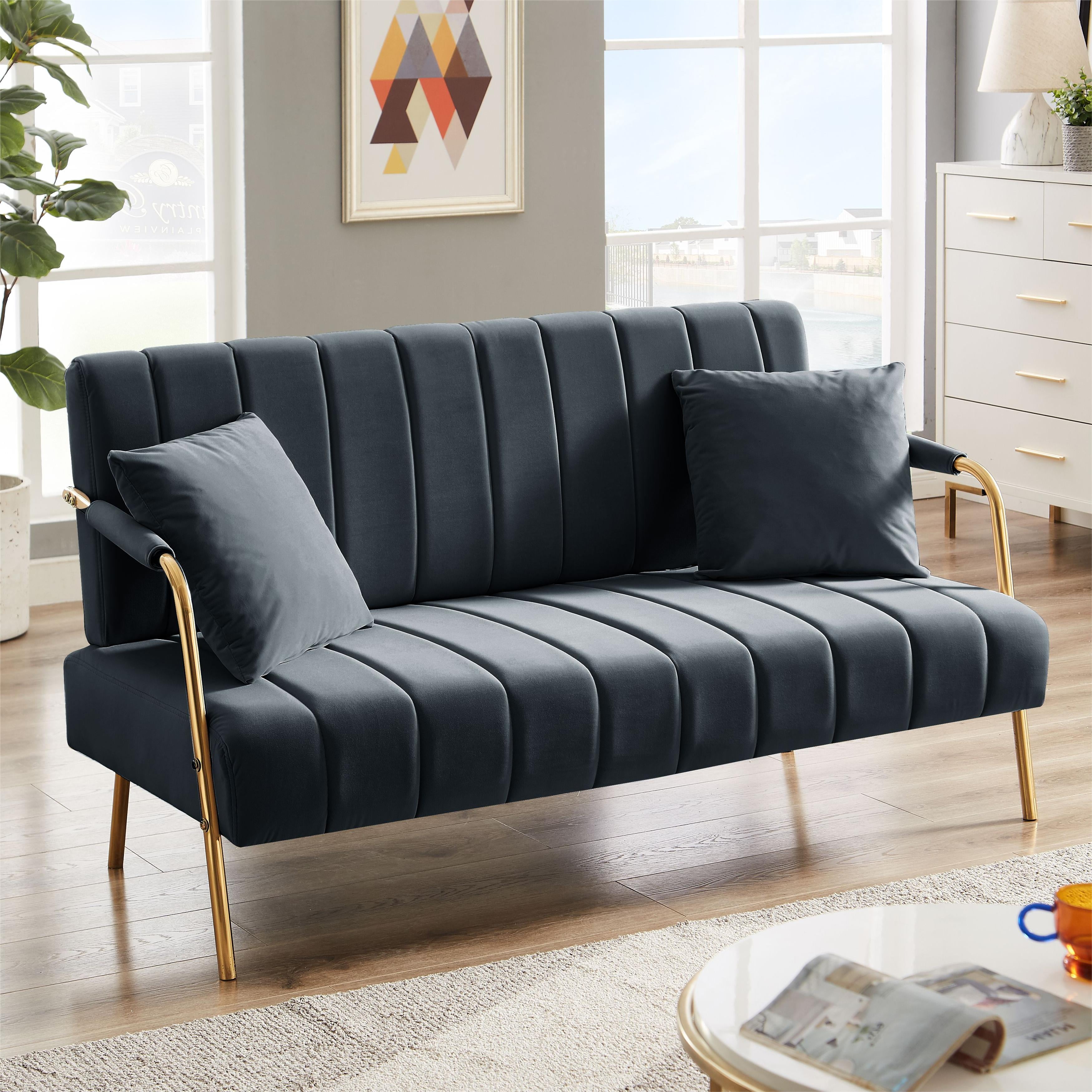 Leumius Velvet Loveseat Sofa Couch,Australian Cashmere Fabric