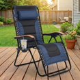 thumbnail image 1 of Leumius Zero Gravity Lounge Chair, Oversized Folding Recliner with Adjustable Backrest,Headrest Pillow & Cup Holder for Patio & Lawn,Blue, 1 of 8
