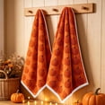 thumbnail image 1 of Leutsin 2 Pack Fall Pumpkin Kitchen Towels, Orange Jacquard Pumpkin Pattern Absorbent Dish Hand Towels, Farmhouse Seasonal Thanksgiving Halloween Kitchen Counter Home Decor, 16 x 24 inch, 1 of 7