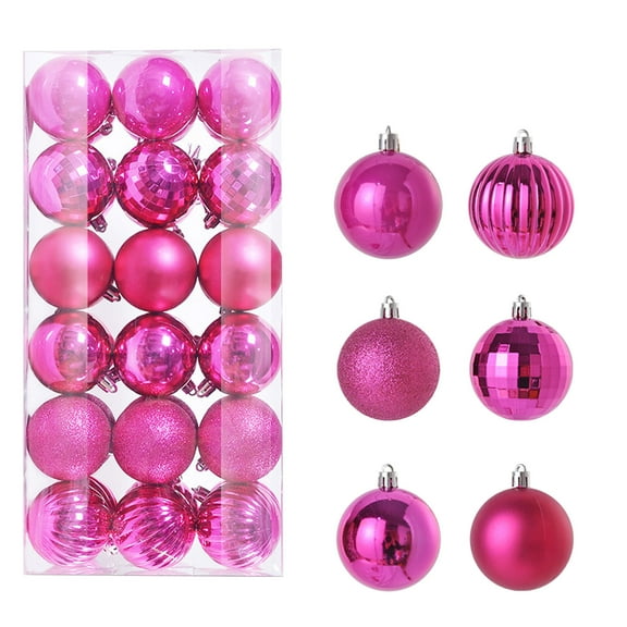 Leutsin 36Pcs Christmas Balls Ornaments for Xmas Tree - Shatterproof Christmas Tree Decorations Medium Hanging Ball Holiday Party Indoor Outdoor Decor Hot Pink 1.2 In x 36 Pack 6 Styles