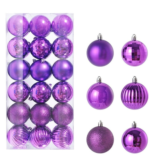 Leutsin 36Pcs Christmas Balls Ornaments for Xmas Tree - Shatterproof Christmas Tree Decorations Medium Hanging Ball Holiday Party Indoor Outdoor Decor Purple 1.2 In x 36 Pack 6 Styles