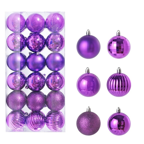 Leutsin 36Pcs Christmas Balls Ornaments for Xmas Tree - Shatterproof Christmas Tree Decorations Medium Hanging Ball Holiday Party Indoor Outdoor Decor Purple 1.2 In x 36 Pack 6 Styles