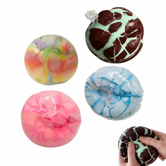 Leutsin 4-Pack Crispy Stress Ball, Handmade Wax Cracking Squeeze Ball with Crunchy Sound, Slow Rising Chocolate Moldable Sensory Toys for Relief & Fidgeting, Holiday Birthday Party Gifts