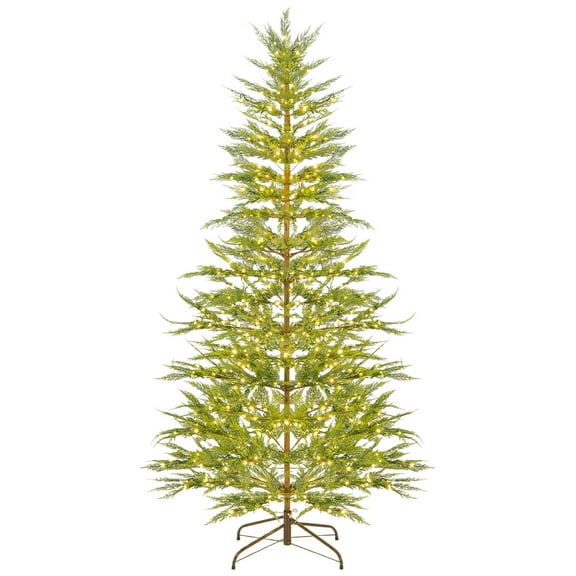 Leutsin 4Ft Pre-Lit Green Cypress Artificial Christmas Tree with 500 Warm White Twinkle LED Lights,Realistic PE/PVC Needles Christmas Decor for Home & Office Holiday,Easy Setup Hinged Design