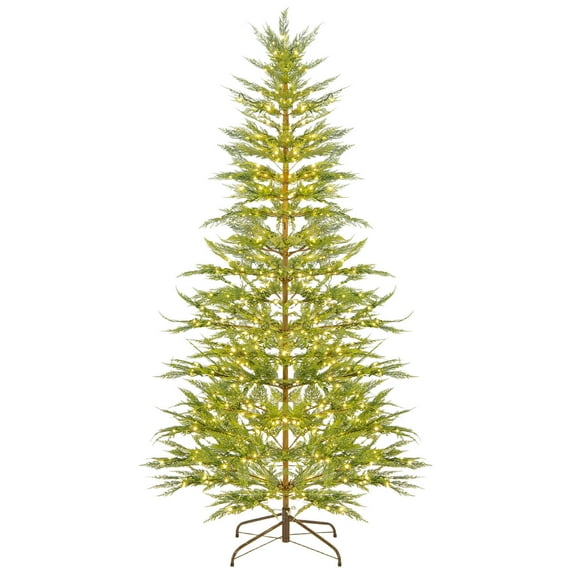 Leutsin 4Ft Pre-Lit Green Cypress Artificial Christmas Tree with 500 Warm White Twinkle LED Lights,Realistic PE/PVC Needles Christmas Decor for Home & Office Holiday,Easy Setup Hinged Design