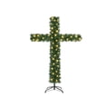 thumbnail image 1 of Leutsin 6FT Foldable Cross Christmas Tree - Pre-Lit Artificial Pine Christmas Cross Tree,Outdoor Staked Twinkling Evergreen Xmas Tree with Led Light Decoration,Jesus Christ Cross Decor,Set B, 1 of 5
