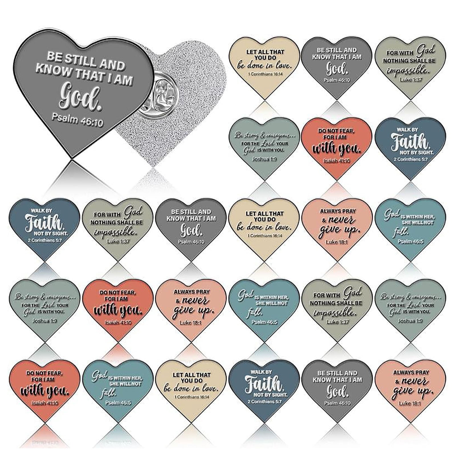 Leutsin 8 Pcs Christian Bible Verse Pins for Women Heart Shape Jesus ...