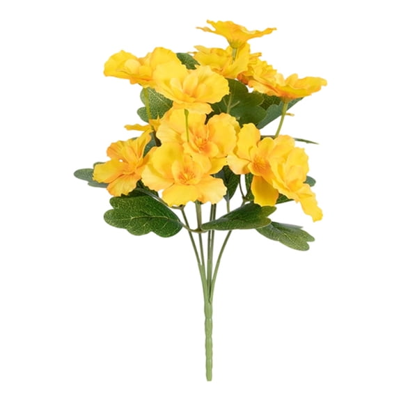 Leutsin Artificial Geraniums Silk Flowers Plants - Indoor Outdoor UV Resistant Faux Flowers Set,Yellow Silk Geranium Bush Fake Flowers for Garden Patio Porch Yard Window Box Home Decor,12 Inch