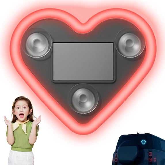 Leutsin Car LED Ambient Light - Solar Powered Heart Shape Lights,LED Neon Light for Car Back Window Decoration,Night Driving,Switchable Modes,Romantic Gift for Christmas,Valentine's Day,Red