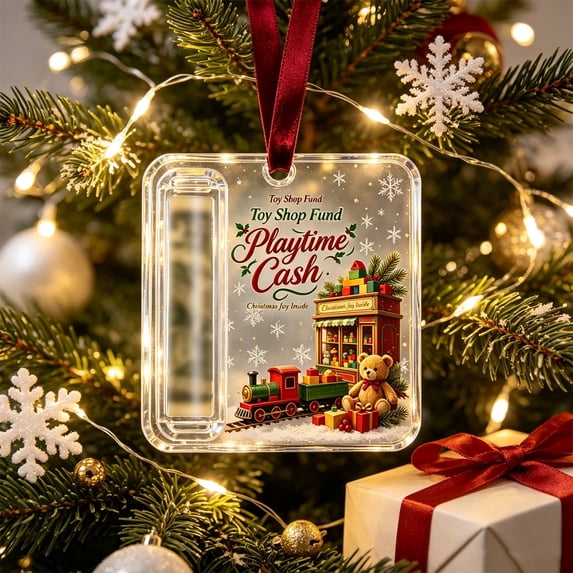 Leutsin Christmas Cash Gift Ornament, Acrylic Christmas Money Holder for Cash Funny Hanging Xmas Tree Decoration, Unique Hanging Decor Gift for Christmas Stocking Stuffer Gifting