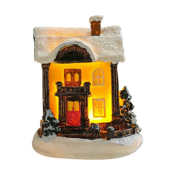 Leutsin Christmas Village Figurines Decoration - Lighted LED Christmas Village Houses with Snow Blanket Roll Collection Buildings for Xmas Town Scene Desk Battery Operated Landscape Decorations