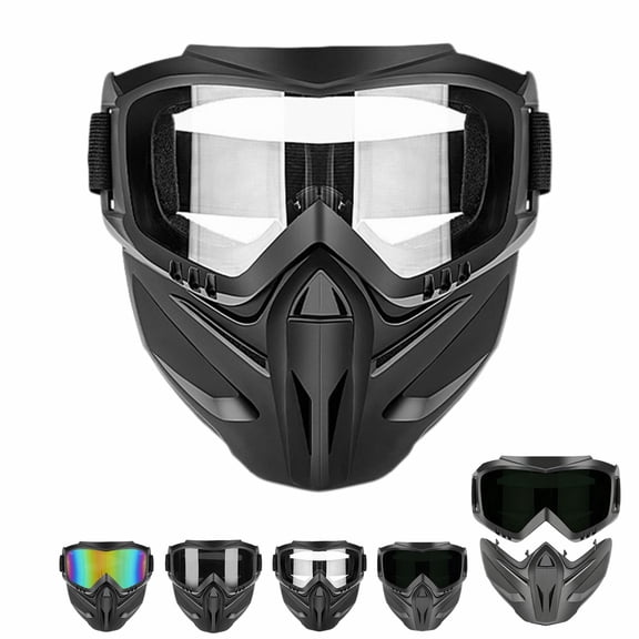 Leutsin Detachable Full Face Goggle Mask, Anti-Fog Windproof Safety Goggles for Grass Cutting, Riding, Welding, HD Lens Large Viewing Hood Paintball Mask for Ski & Motorcycle Riding Protection