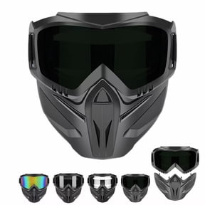 Leutsin Detachable Full Face Goggle Mask, Anti-Fog Windproof Safety Goggles for Grass Cutting, Riding, Welding, HD Lens Large Viewing Hood Paintball Mask for Ski & Motorcycle Riding Protection