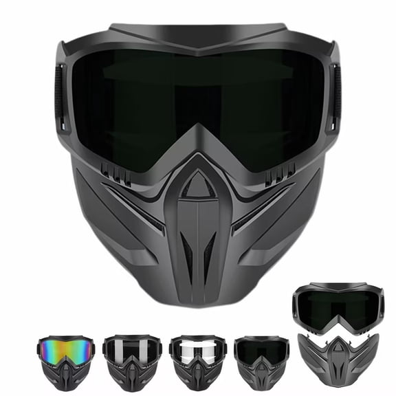 Leutsin Detachable Full Face Goggle Mask, Anti-Fog Windproof Safety Goggles for Grass Cutting, Riding, Welding, HD Lens Large Viewing Hood Paintball Mask for Ski & Motorcycle Riding Protection
