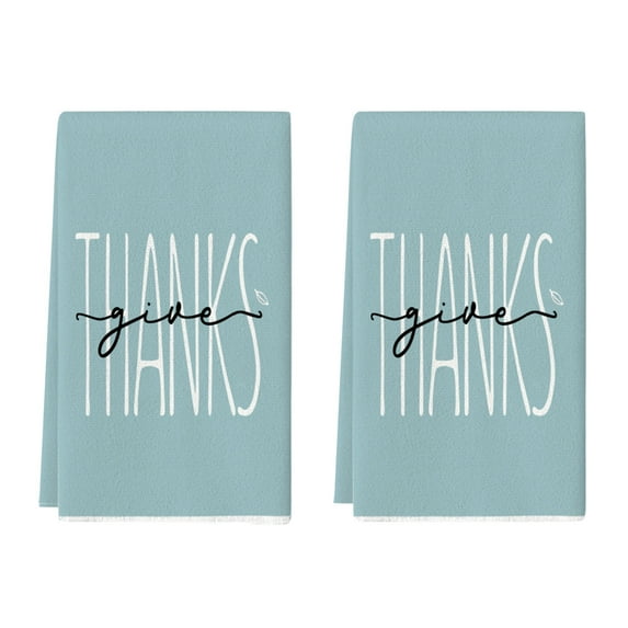 Leutsin Fall Kitchen Towels Dish Towels for Fall Decor,Blue Thanksgiving Print Autumn Kitchen Towel 16x24 Inch Farmhouse Home Thanksgiving Harvest Vintage Hand Towel Decor Holiday Gift