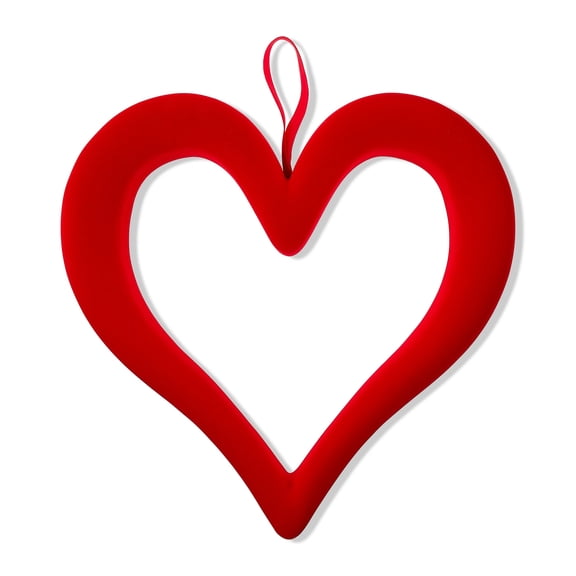 Leutsin Flocked Heart Wreath - Valentines Day 3D Velvet Heart Hanging Ornament Foam Heart Wreaths for Valentines Day Wedding Anniversary Front Door Home Decor,Red,9.8"