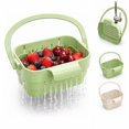 thumbnail image 1 of Leutsin Foldable Hanging Kitchen Sink Drain, Stretchable Kitchen Colander with Flip Cover Space Saving Food Strainer, Multi-functional Faucet Storage Rack Draining for Fruits Vegetables Utensils, 1 of 8