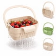 thumbnail image 1 of Leutsin Foldable Hanging Kitchen Sink Drain, Stretchable Kitchen Colander with Flip Cover Space Saving Food Strainer, Multi-functional Faucet Storage Rack Draining for Fruits Vegetables Utensils, 1 of 7