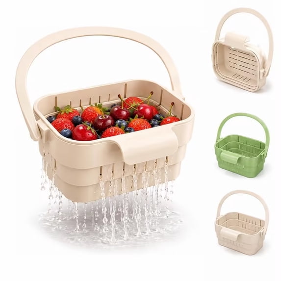 Leutsin Foldable Hanging Kitchen Sink Drain, Stretchable Kitchen Colander with Flip Cover Space Saving Food Strainer, Multi-functional Faucet Storage Rack Draining for Fruits Vegetables Utensils
