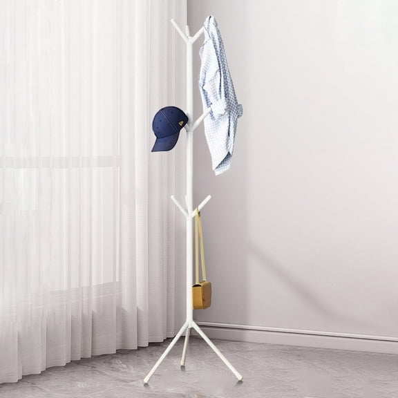 Leutsin Freestanding Metal Coat Rack with 9 Hooks, Adjustable Size Multi-Use Clothes Rack & Clothing Rack for Hats, Coats, Handbags, Hall Tree for Entryway, Closet & Bedroom Hanging Clothes