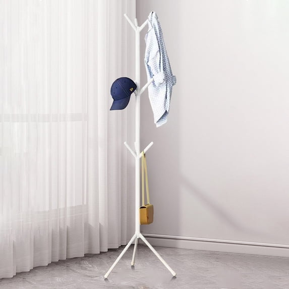 Leutsin Freestanding Metal Coat Rack with 9 Hooks, Adjustable Size Multi-Use Clothes Rack & Clothing Rack for Hats, Coats, Handbags, Hall Tree for Entryway, Closet & Bedroom Hanging Clothes