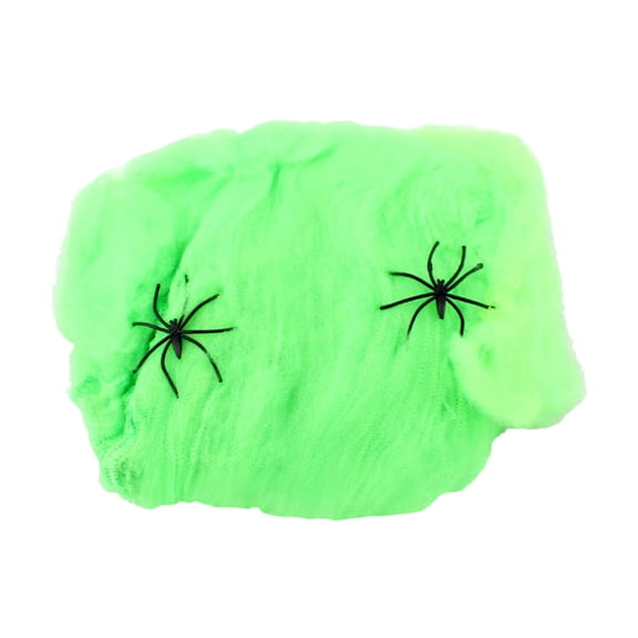Leutsin Halloween Spider Web Fake Stretch Cobweb for Halloween Party Haunted House Bar Decoration Supplies,Lightweight Cotton Cobweb Spider with Small Spiders Spooky Atmosphere Props,Green