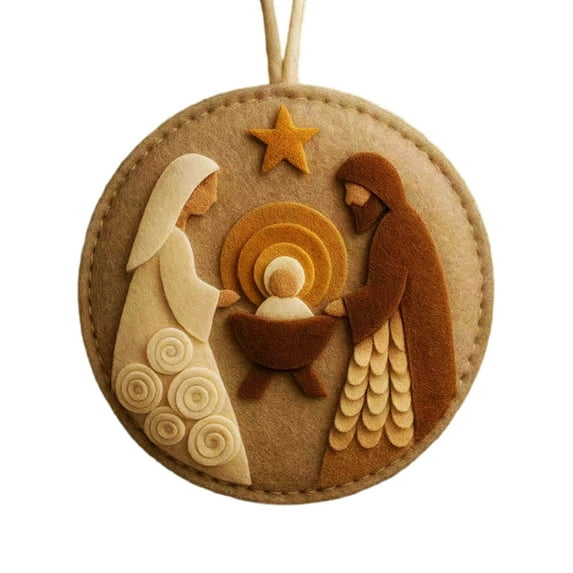 Leutsin Handmade Felt Nativity Scene Ornament for Christmas Tree Decor,Faith-Inspired Holiday Crafts Indoor Outdoor Hanging Decorations,Ideal Keepsake Gifts for Christian Family and Friends,3.5 Inch