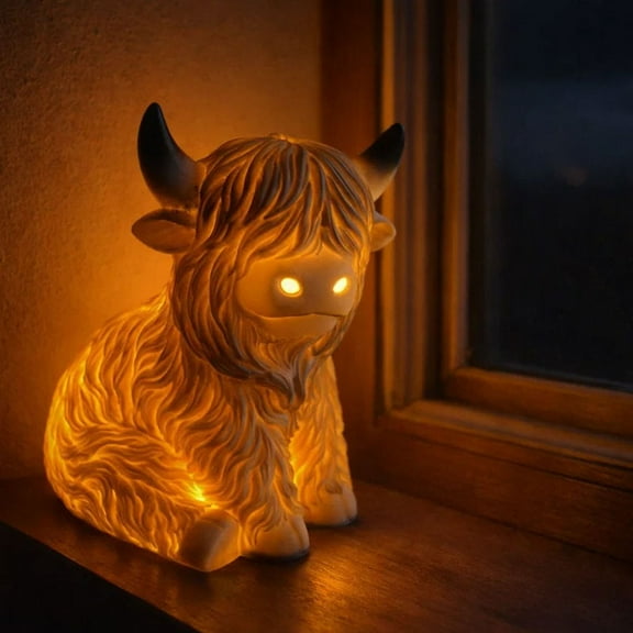 Leutsin Highland Cow Indoor Christmas Decor - 3D Light Up Highland Cow Holiday Decor,Prelit Farm Animal Indoor Outdoor Display Ornament for Living Room,Bedroom,Porch,Garden,ect (1Pc)