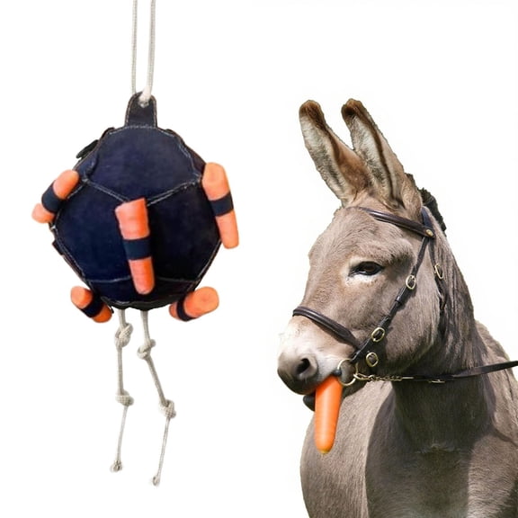 Leutsin Horse Stall Toys - Funny Stress Reliever Horse Enrichment Toys,Carrot Ball Feeder,Stable Chew Toy,Interactive Feeding Device with Usage for Horses Cattle Sheep Goat Barn Farm Livestock