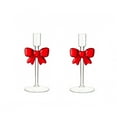 thumbnail image 1 of Leutsin Large Clear Glass Christmas Taper Candle Holder with Bow,Glossy Glass Candlestick Holder Decor for Christmas Wedding Receptions Table Centerpiece Decorations,8",2PCS, 1 of 9