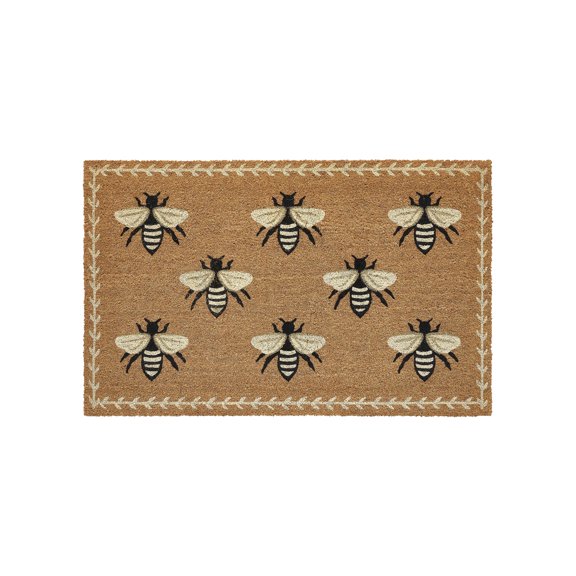 Leutsin Multi Bee with Border Outdoor Doormat - Charming Bee Print Natural Fiber Mat for Front Door, Durable Outdoor Welcome Mat Entryway Rug for Home, Patio, Porch & Garden, Brown, 20" x 32"