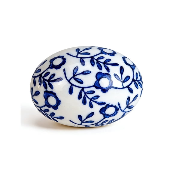 Leutsin Porcelain Balls Eggs Decoration, Blue and White Chinese Style Floral Design, Handpainted Ceramic Easter Eggs Stones Collection, Spring Home Decor & Easter Table Settings, Basket Fillers