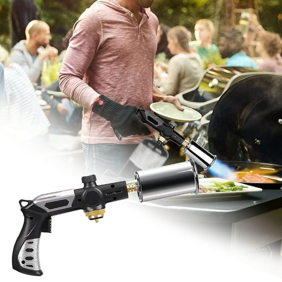 Leutsin Powerful Propane Torch for Grilling & Cooking - Flame Thrower with Safety Lock,Charcoal Torch Lighter,Kitchen Blow Torch for Campfire,BBQ,Sous Vide,Grill,Safe & Durable (Tank Not Included)