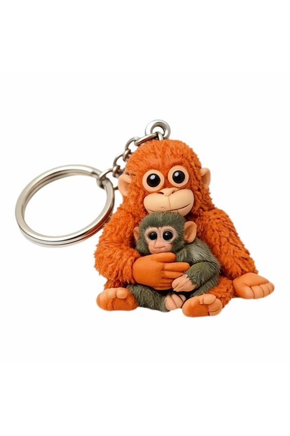 Punch Monkey Keychain - 3D Cute Monkey Key Chain,Mini Hanging Stuffed Animal Bag Accessory,Monkey Plush Keychain Toy for Key,Backpacks,Charm Gift for Women Men Kids