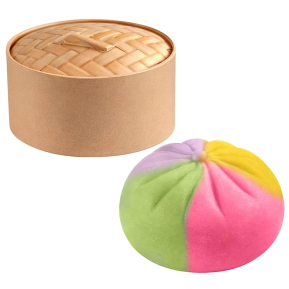 Leutsin Rainbow Dumpling Stress Balls, Mega Colorful Dumplings, Cute Anxiety Relief Fidget Tool, Soft Squeeze Decompression Dough for All Ages