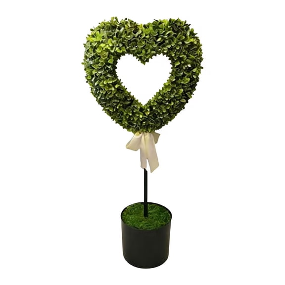 Leutsin Valentine's Day Artificial Boxwood Decoration - 30" Fake Green Hollow Heart-Shaped Topiary Tree,Faux Love Topiary Ball for Indoor Outdoor Valentine's Day Wedding Porch Front Door Decor